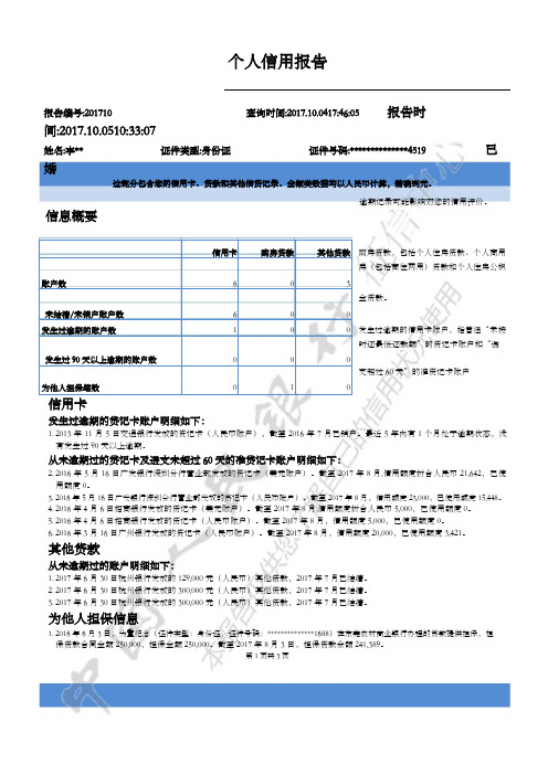 个人征信报告2017模板格式