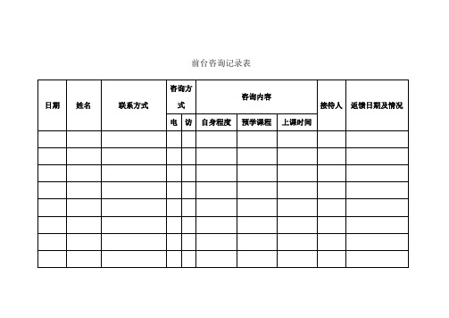 教育培训机构表格