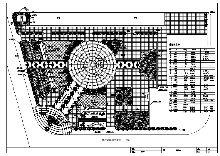 某广场园林种植平面cad图纸设计