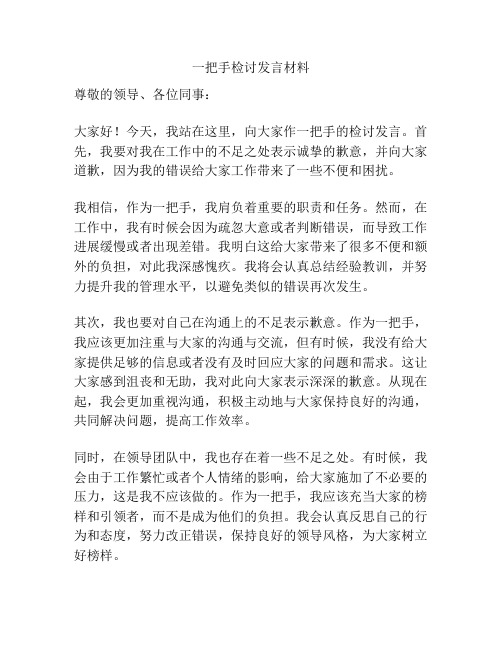 一把手检讨发言材料