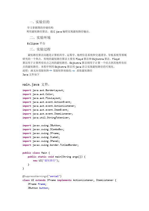 最短路径实验报告