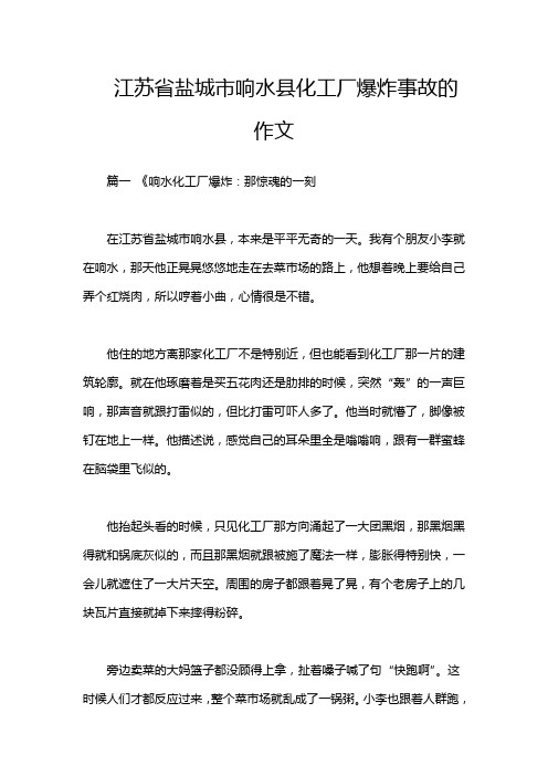 江苏省盐城市响水县化工厂爆炸事故的作文