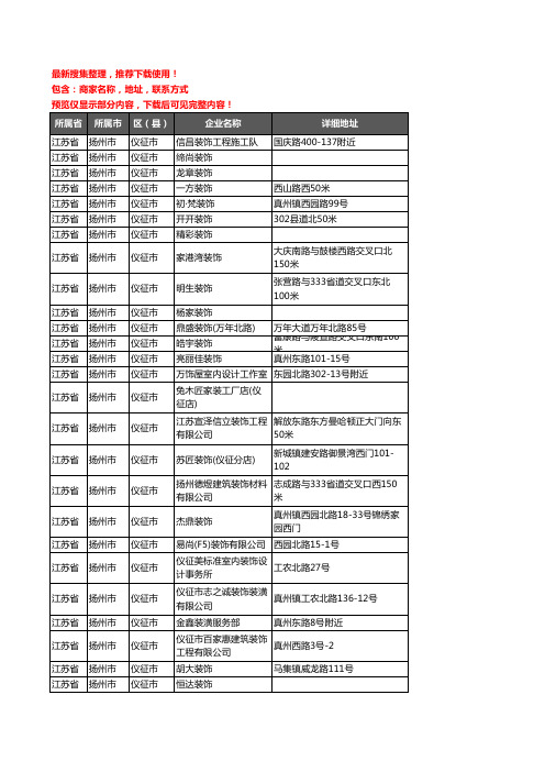 新版江苏省扬州市仪征市装修公司企业公司商家户名录单联系方式地址大全97家