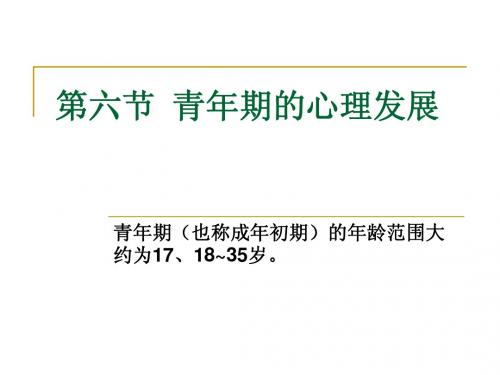 第六节 青年期的心理发展