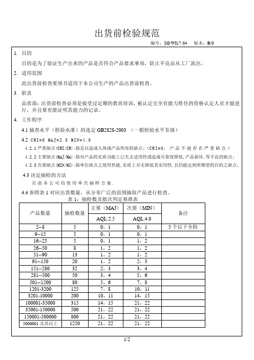 SGWI17-04出货前检查规范