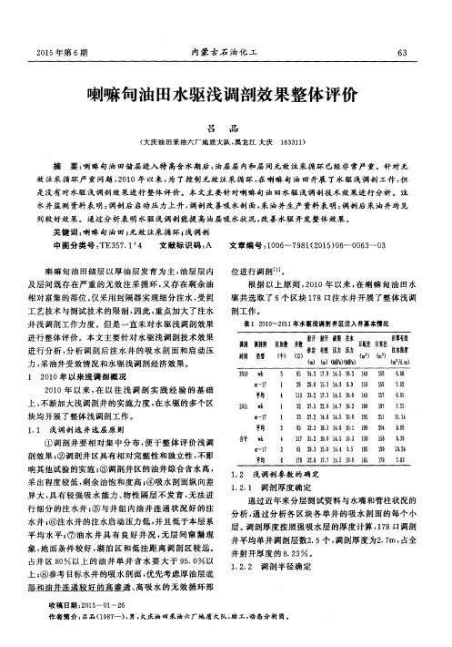 喇嘛甸油田水驱浅调剖效果整体评价