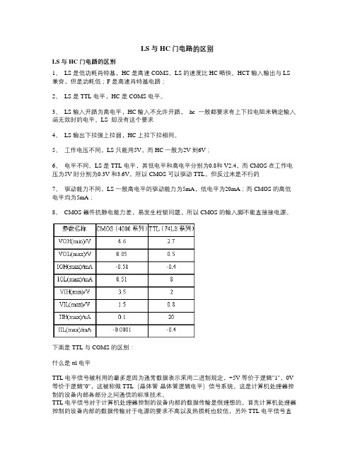 74系列芯片 LS和HC的区别