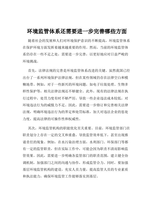 环境监管体系还需要进一步完善哪些方面