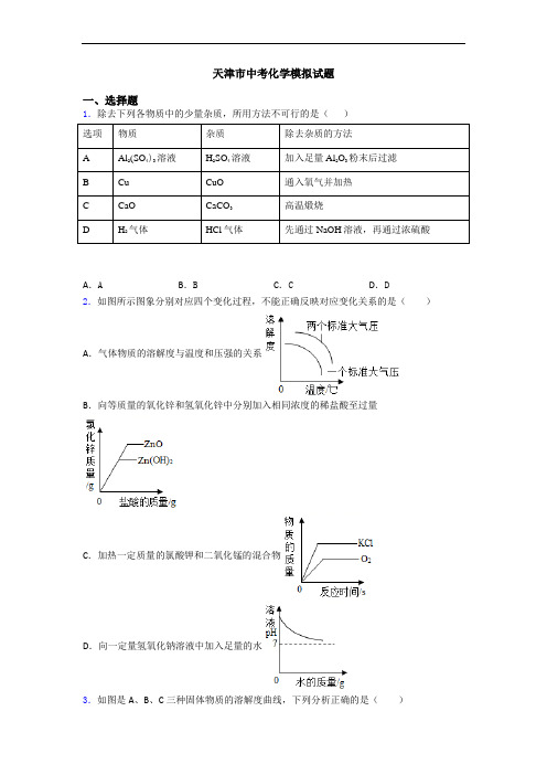 天津市中考化学模拟试题