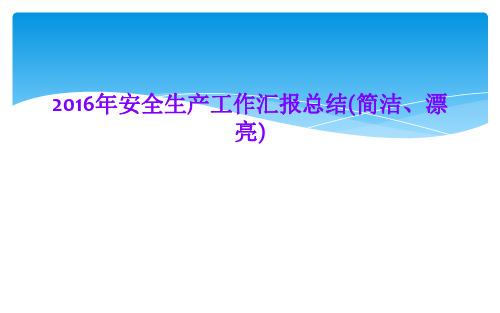 2016年安全生产工作汇报总结(简洁、漂亮)