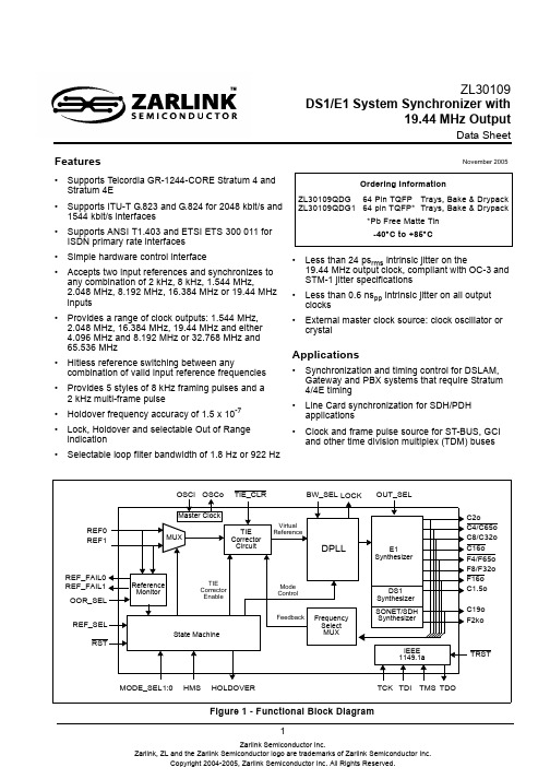 zl30109中文资料_数据手册_IC数据表