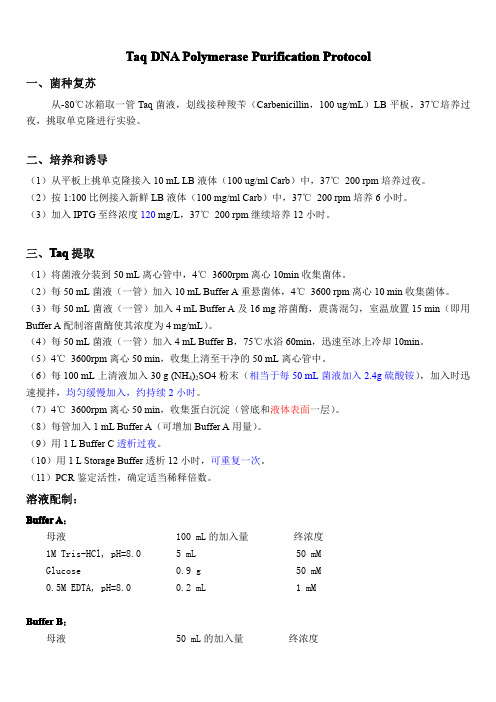 Taq DNA polymerase purification