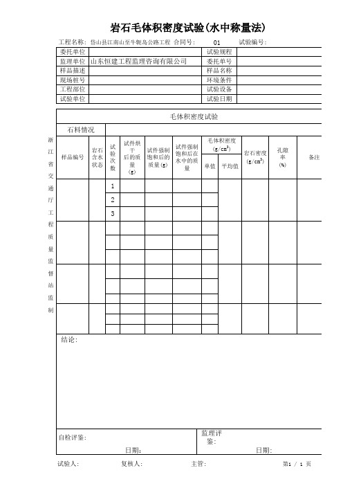 岩石毛体积密度试验