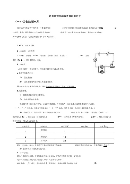 初中物理多种方法测电阻方法