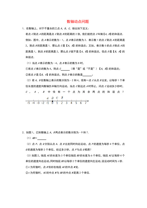 人教版七年级上册数学数轴动点问题专题