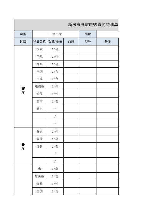 家具家电购置清单(完整版)