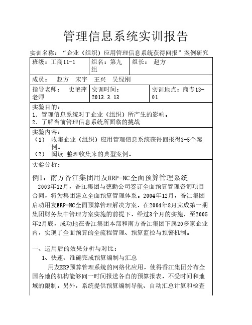 管理信息系统实训报告2