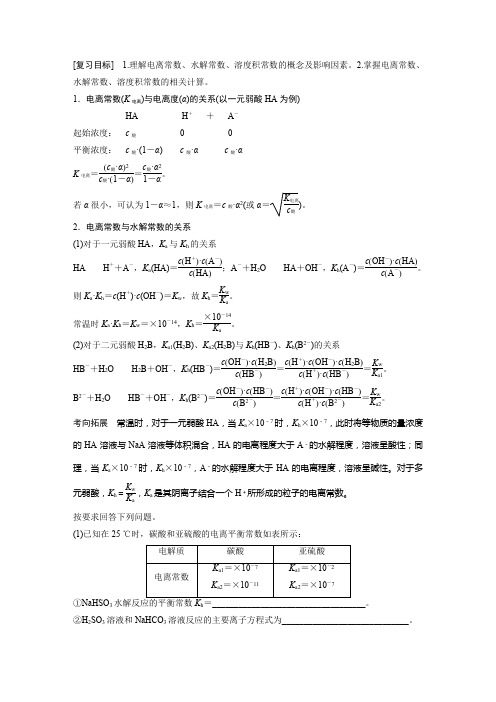 老高考化学二轮复习讲义专题15  电离常数水解常数溶度积常数的应用   2