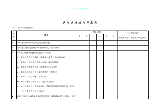 供方供货能力评定表1