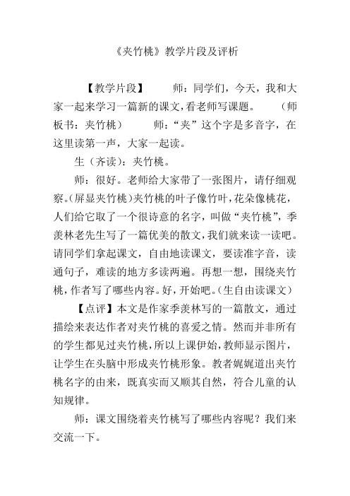 《夹竹桃》教学片段及评析