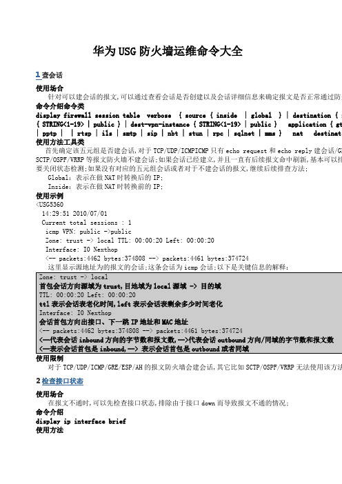 华为USG防火墙运维命令大全