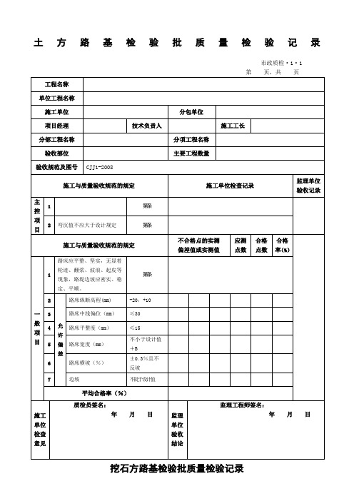 CJJ城镇道路工程检验批质量检验表格全套