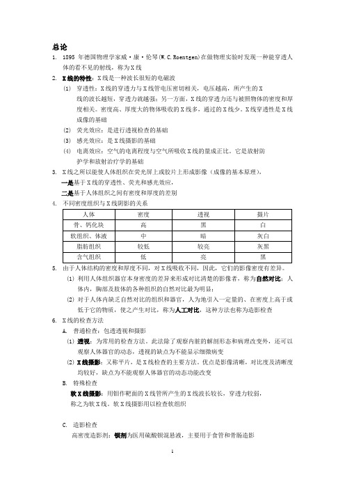 影像X线片知识点总结