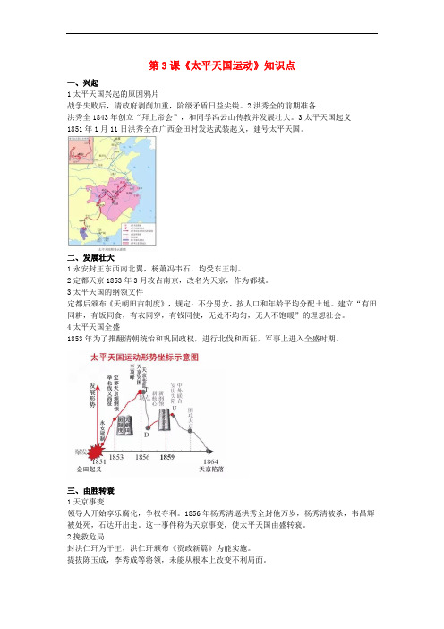 八年级历史上册 第3课《太平天国运动》知识点 新人教版