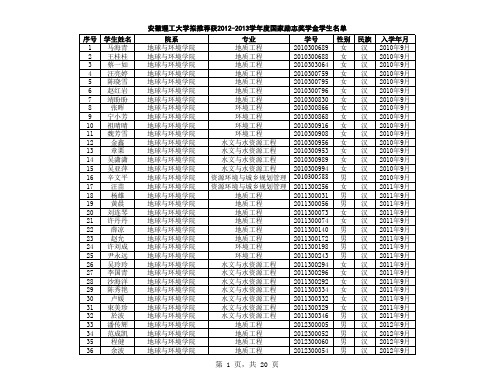 2013安徽理工大学奖学金