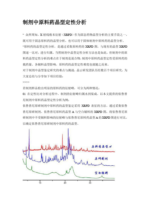 制剂中原料药晶型定性分析