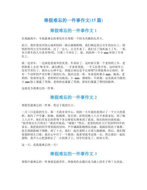 寒假难忘的一件事作文(15篇)