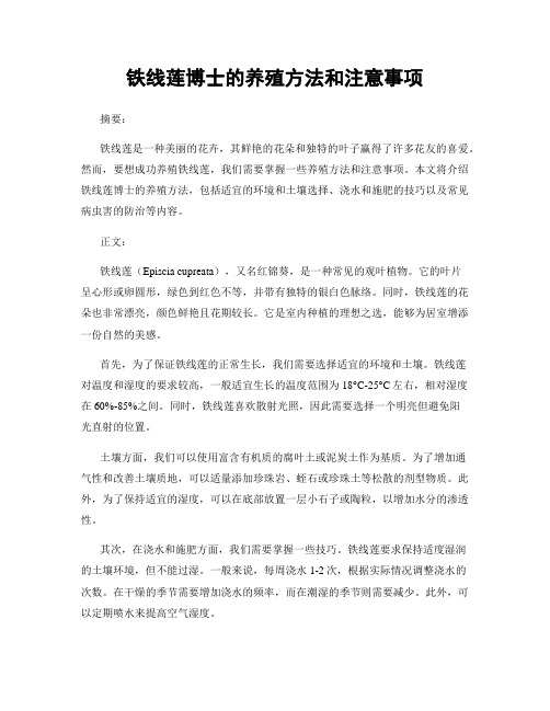 铁线莲博士的养殖方法和注意事项