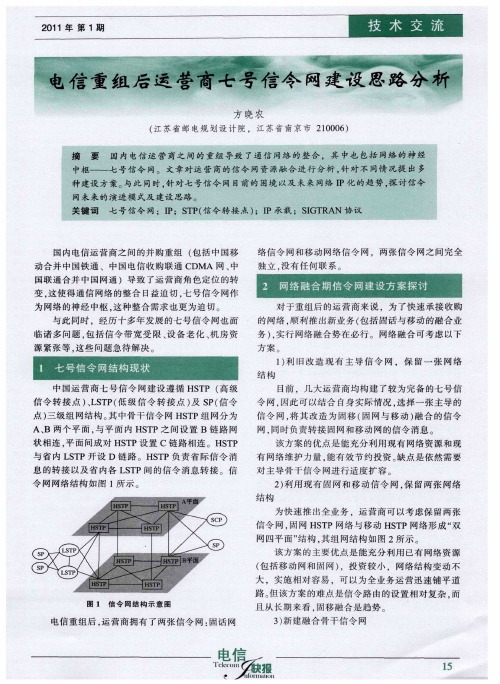 电信重组后运营商七号信令网建设思路分析