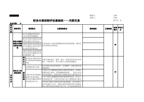 财务内部控制评估基础表--关联交易