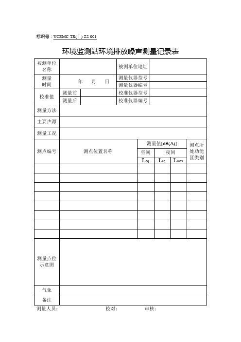 环境排放噪声振动监测记录