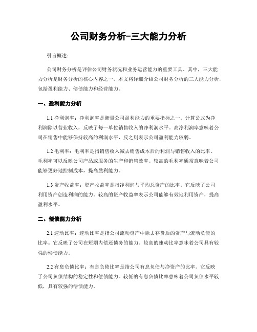 公司财务分析-三大能力分析