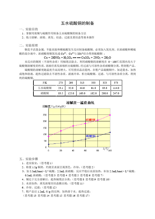 五水硫酸铜的制备