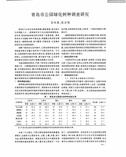 青岛市公园绿化树种调查研究