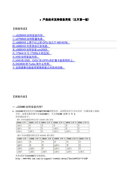 x 产品技术支持信息周报 (2011年三月第一版)
