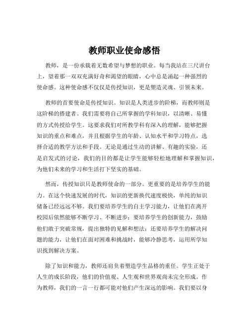 教师职业使命感悟