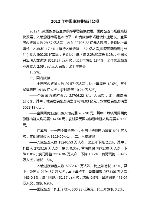 2012年中国旅游业统计公报