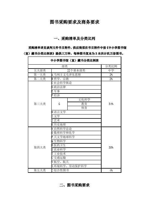 图书采购要求及商务要求