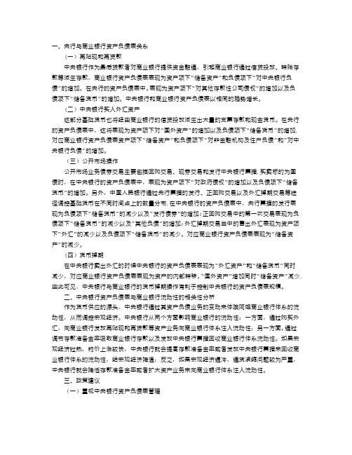 从货币政策视角分析央行与商业银行资产负债表关系