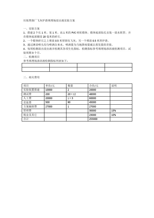 飞灰炉渣浸出试验方案