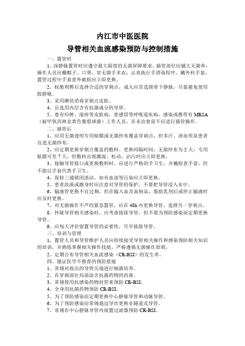 导管相关血流感染预防与控制措施