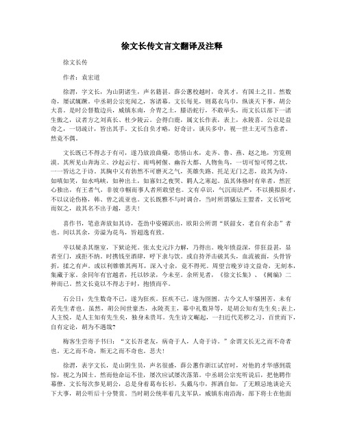 徐文长传文言文翻译及注释