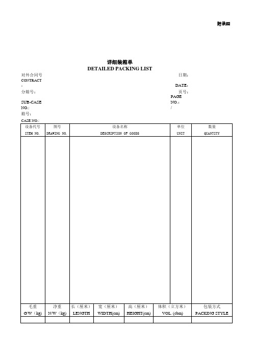 详细货物装箱单