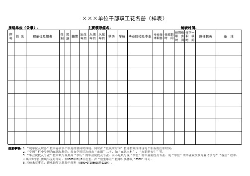 干部职工花名册(样表)xls