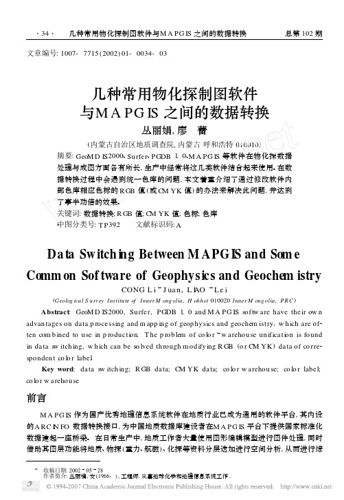 32 几种常用物化探制图软件与MAPGIS之间的数据转换