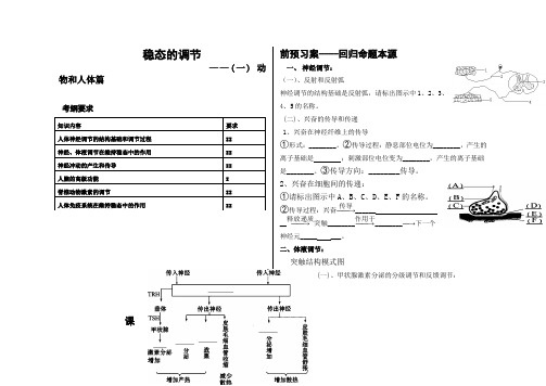 高考生物专题复习：《稳态的调节》精品学案